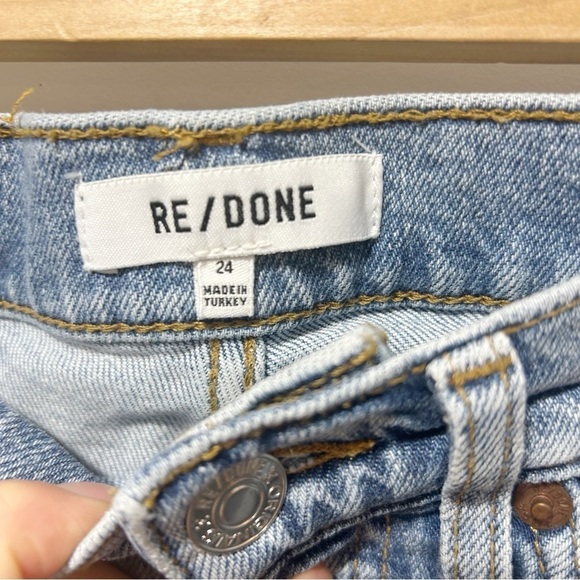 Re/Done 70s Stove Pipe Jeans Size 24 High Rise Mid 90s Color Button Fly Raw Hem - Picture 5 of 16